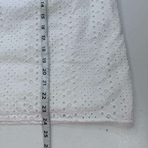 J. Crew Eyelet Lace Ivory White Short Sleeve Top Women's XL Professional Casual - Picture 6 of 7